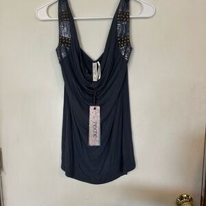 NWT Y2K Vibes  Kische draped neckline Seuqince and stud details Size Small